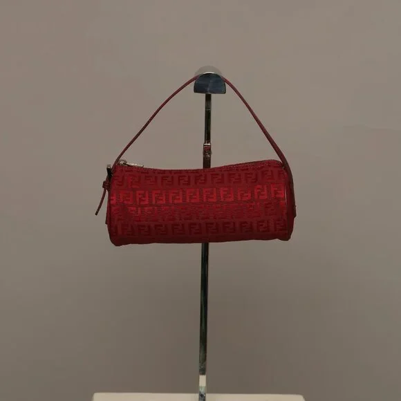 SOLD Rare FENDI Zucchino Barrel Pochette Red - Picture 2 of 12